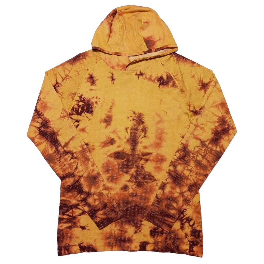 LULULEMON Men's Metal Vent Tech Pullover Hoodie Orange Red Tie Dye Medium M